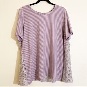 LOGO| Lori Goldstein purple striped with lace back